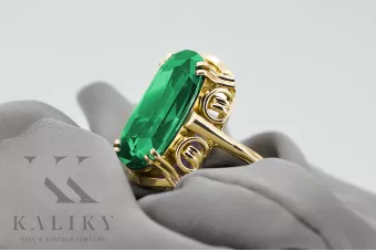 Пръстен Смарагд 14K жълто злато Винтидж крафт vrc038y