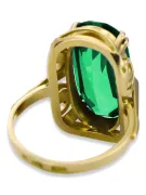 Esmeralda Oro amarillo de 14 quilates Anillo Estilo vintage vrc038y