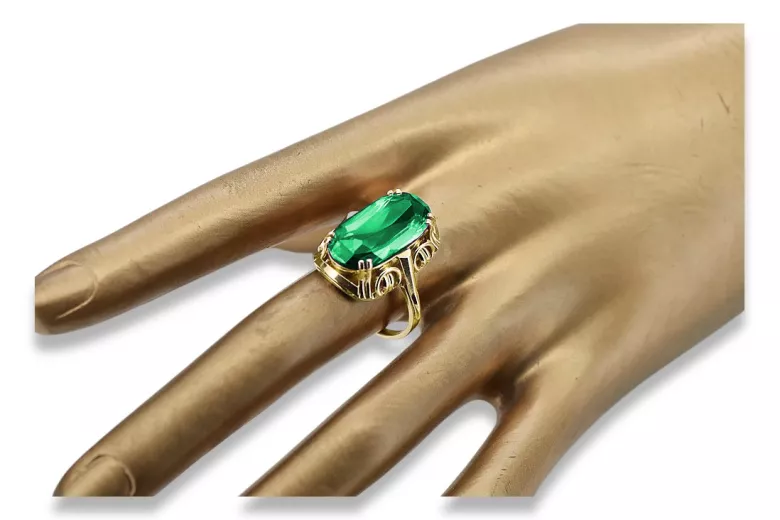 Ring Vintage style Emerald 14K Yellow gold vrc038y