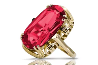14K Yellow gold Ruby Ring Vintage style vrc038y