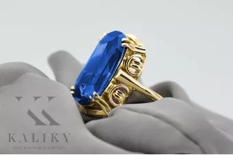 Ζαφείρι Κίτρινος χρυσός 14 καρατίων  Vintage style vrc038y