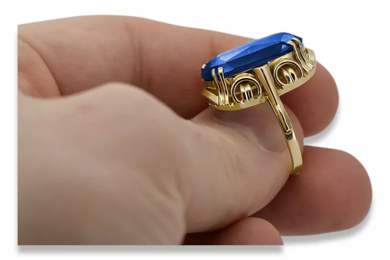 Vintage craft Ring Sapphire 14K Yellow gold vrc038y