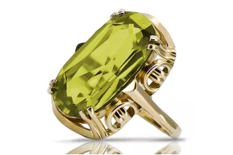 Ring Yellow Peridot 14K Yellow gold Vintage craft vrc038y