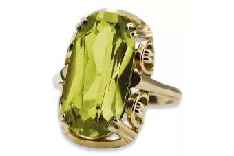 Vintage bijuterii Inel Peridot galben Aur galben 14K vrc038y