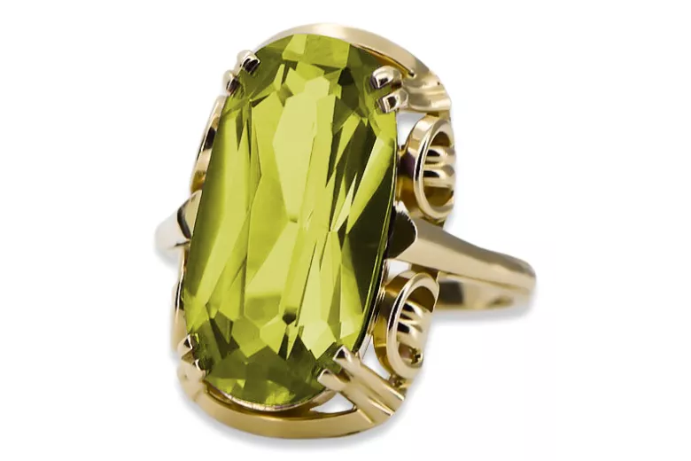 Gelber Peridot 14 Karat Gelbgold Ring Vintage Schmuck vrc038y