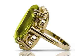 Anneau Artisanat vintage Péridot jaune Or jaune 14 carats vrc038y