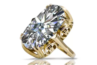 Циркон 14K жълто злато Пръстен Винтидж vrc038y