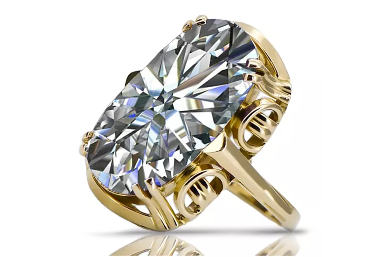 Vintage craft Ring Zircon 14K Yellow gold vrc038y