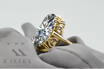 Циркон 14K жълто злато Пръстен Винтидж vrc038y