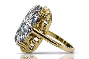 Циркон 14K жълто злато Пръстен Винтидж vrc038y