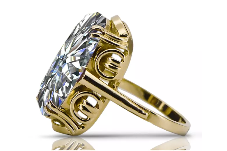 Каблучка Вінтаж стиль Циркон 14K Жовте золото vrc038y