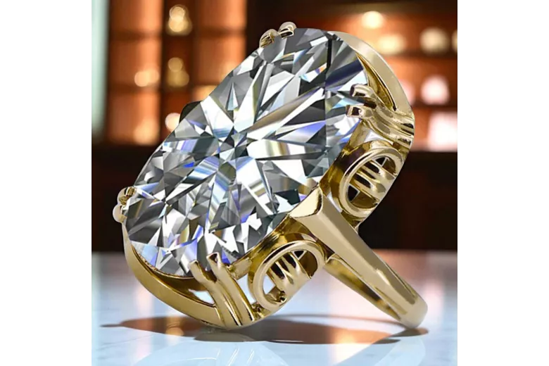 Каблучка Вінтаж стиль Циркон 14K Жовте золото vrc038y