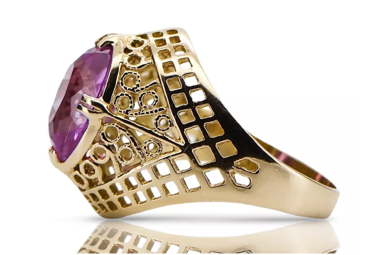 Artisanat vintage Anneau Améthyste Or jaune 14 carats vrc030y