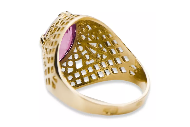 Oro amarillo de 14 quilates Amatista Anillo Vintage vrc030y