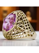 Vintage craft Ring Amethyst 14K Yellow gold vrc030y