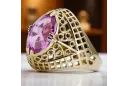 Vintage craft Ring Amethyst 14K Yellow gold vrc030y