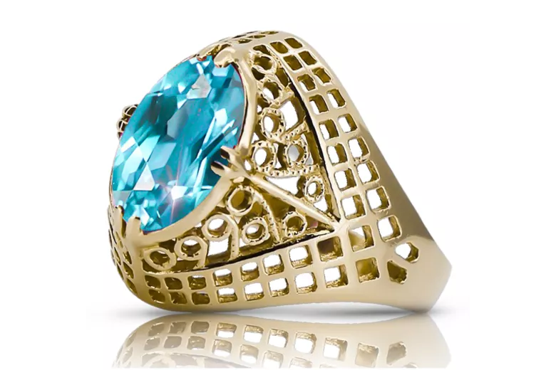 Inel Acvamarin Aur galben 14K Vintage bijuterii vrc030y