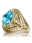 14K Yellow gold Aquamarine Ring Vintage style vrc030y