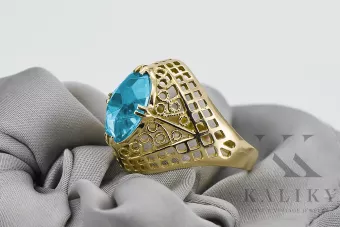 14k žluté zlato Akvamarín  Vintage style vrc030y