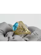 14K Yellow gold Aquamarine Ring Vintage style vrc030y