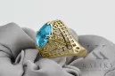 Or jaune 14 carats Aigue-marine Anneau Artisanat vintage vrc030y