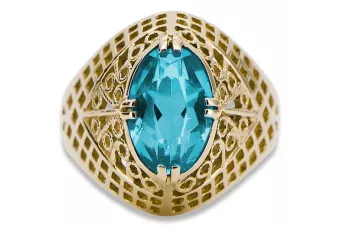 14k žluté zlato Akvamarín  Vintage style vrc030y