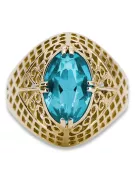14K Yellow gold Aquamarine Ring Vintage style vrc030y
