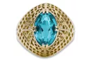 14K Yellow gold Aquamarine Ring Vintage style vrc030y