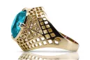 Or jaune 14 carats Aigue-marine Anneau Artisanat vintage vrc030y