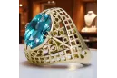 Or jaune 14 carats Aigue-marine Anneau Artisanat vintage vrc030y