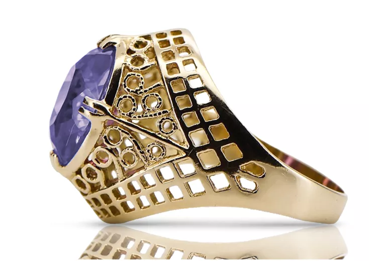 Artisanat vintage Anneau Alexandrite Or jaune 14 carats vrc030y