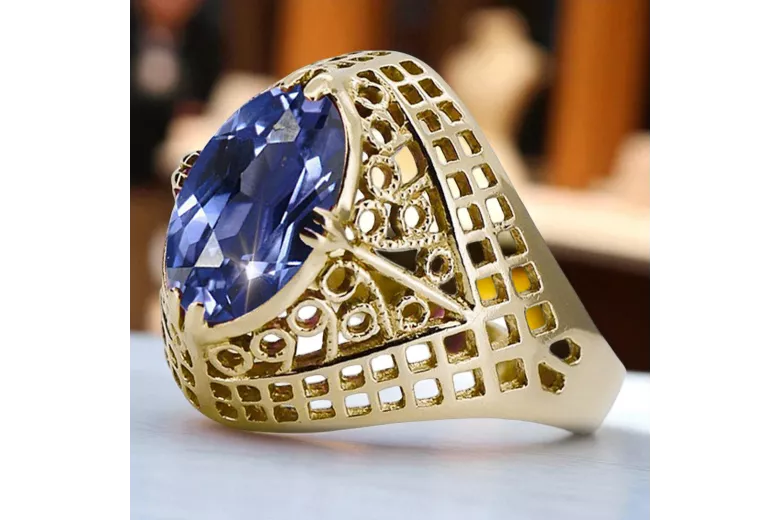 Artisanat vintage Anneau Alexandrite Or jaune 14 carats vrc030y