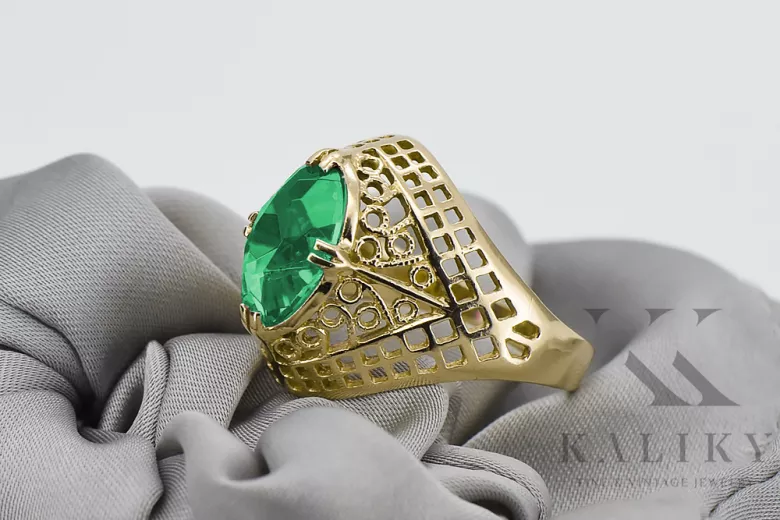 Пръстен Винтидж крафт Смарагд 14K жълто злато vrc030y