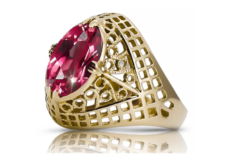 Ruby 14K Yellow gold Ring Vintage style vrc030y