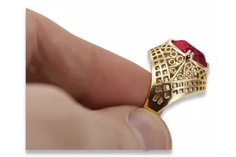 Rubín 14k žluté zlato  Vintage style vrc030y