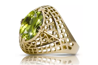 Ring Vintage Handwerk Gelber Peridot 14 Karat Gelbgold vrc030y