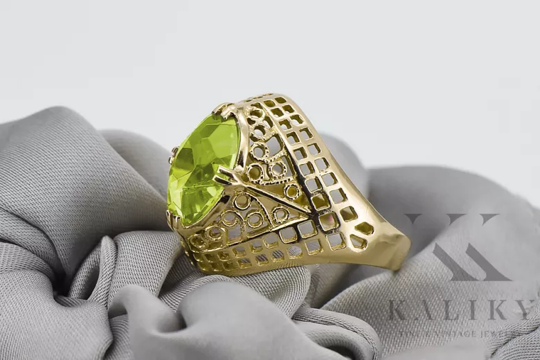 Ring Vintage Handwerk Gelber Peridot 14 Karat Gelbgold vrc030y