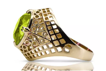 Винтидж крафт Пръстен Жълт перидот 14K жълто злато vrc030y