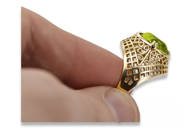 Žiedas Vintažiniai amatai Geltonasis peridotas 14k geltono aukso vrc030y