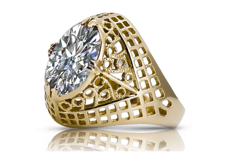 Vintage bijuterii Inel Zircon Aur galben 14K vrc030y