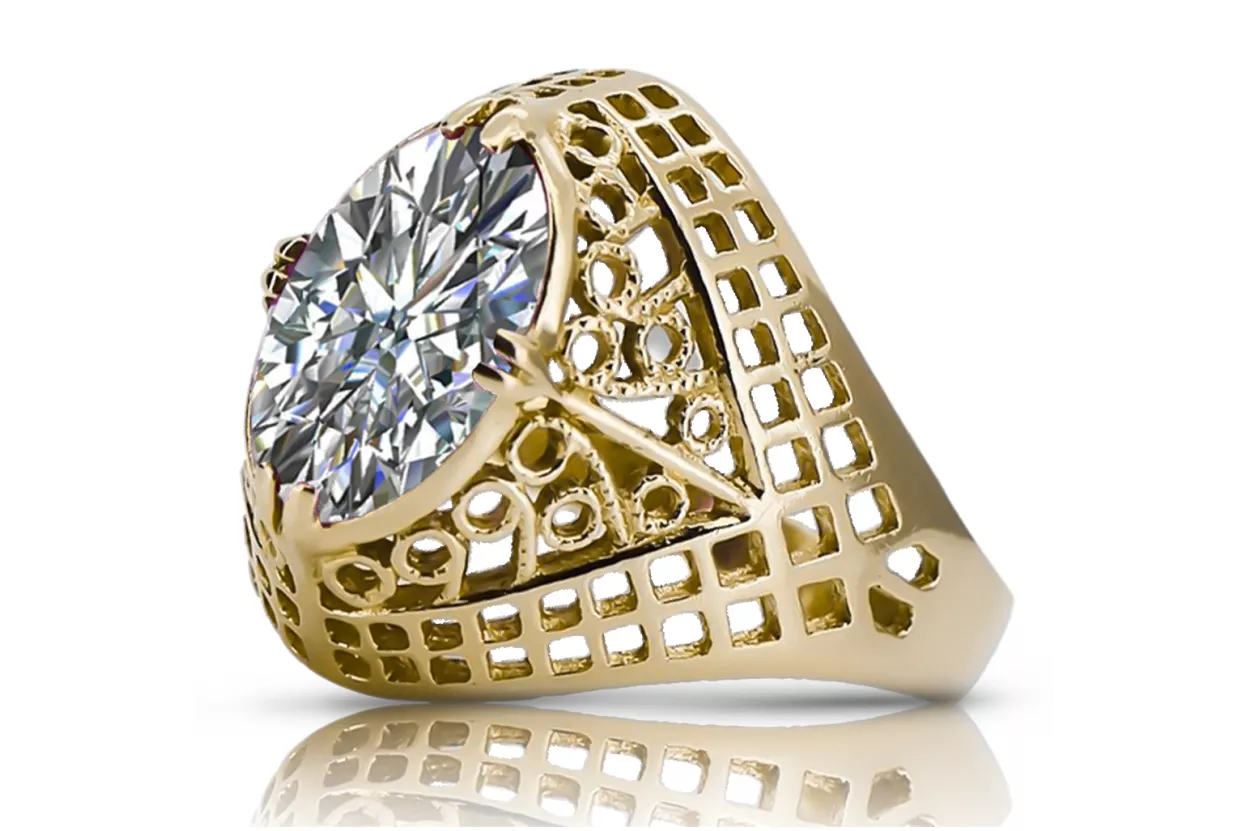 Zirkon 14 Karat Gelbgold Ring Vintage Stil vrc030y