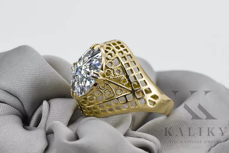 Zirkon 14 Karat Gelbgold Ring Vintage Stil vrc030y
