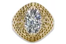 Anneau Zircon Or jaune 14 carats Artisanat vintage vrc030y