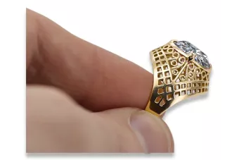 Zirkonium 14k žluté zlato  Vintage style vrc030y