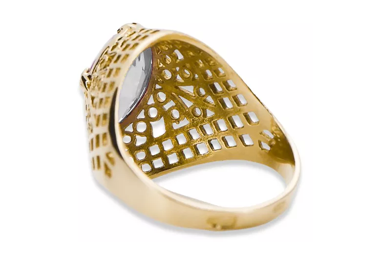 Vintage style Ring Zircon 14K Yellow gold vrc030y