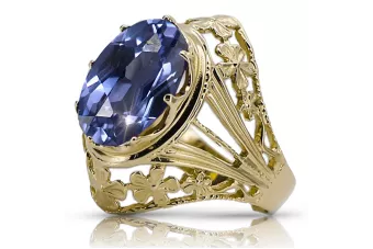 14 Karat Gelbgold Alexandrit Ring Vintage Handwerk vrc031y