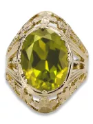 Estilo vintage Anillo Peridoto amarillo Oro amarillo de 14 quilates vrc031y
