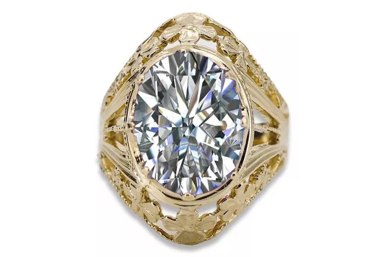 Inel Stil Vintage Zircon Aur galben 14K vrc031y