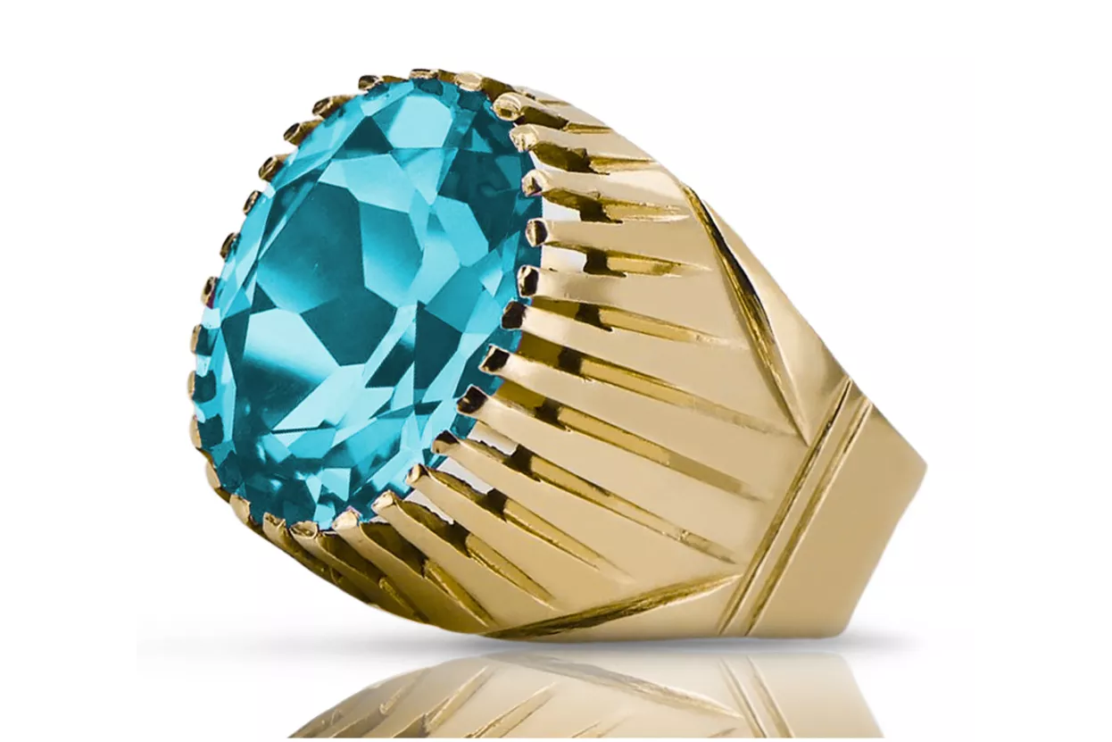 Inel Acvamarin Aur galben 14K Vintage vrc048y