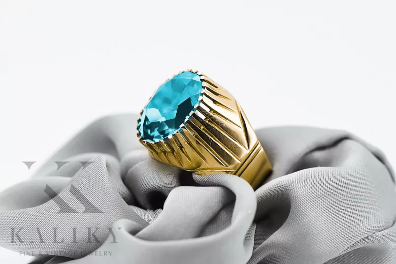 Inel Acvamarin Aur galben 14K Vintage vrc048y